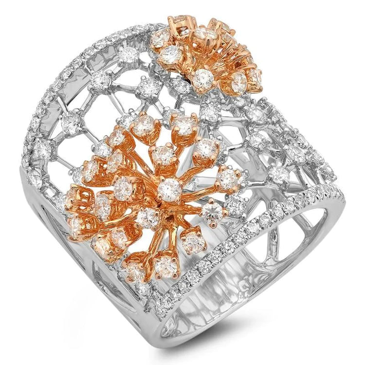 Genuine Diamond Engagement Anniversary Ring 2.37 Carat White & Rose Gold 18K