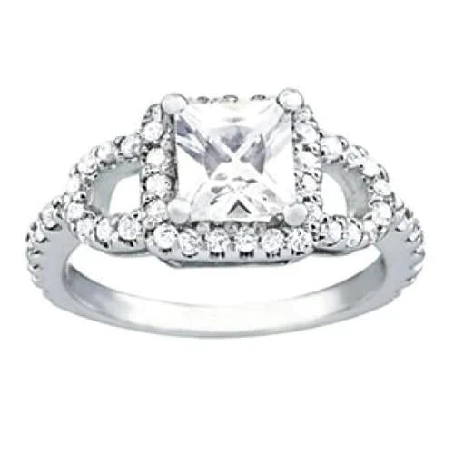 Genuine Diamond Engagement Fancy Halo Ring White Gold 1.50 Cts.