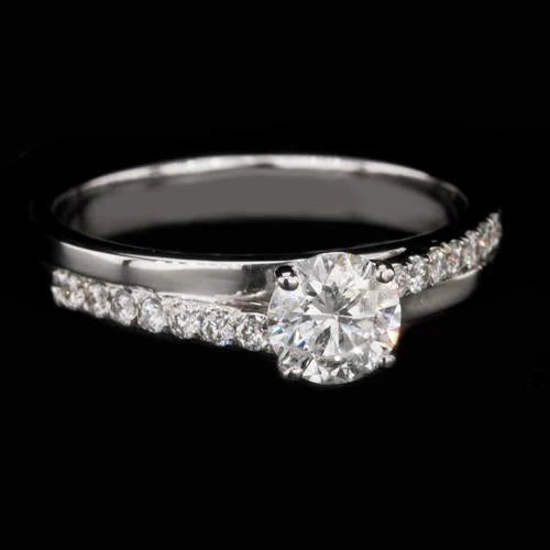 Genuine Diamond Engagement Ring 1.50 Carats Accented White Gold 