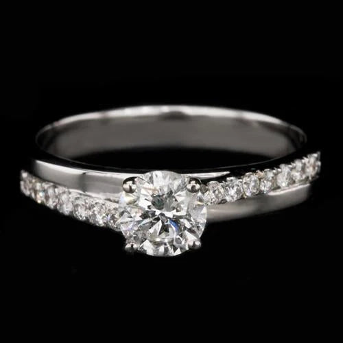 Genuine Diamond Engagement Ring 1.50 Carats Accented White Gold 14K