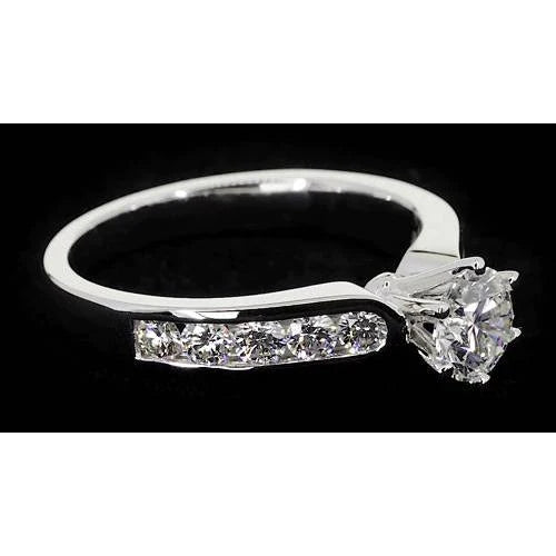 Genuine Diamond Engagement Ring 1.50 Carats Channel Setting 14K