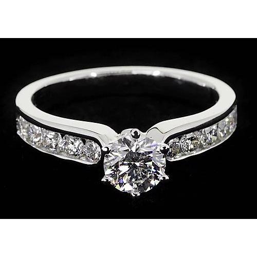 Genuine Diamond Engagement Ring 1.50 Carats Channel Setting White Gold 14K