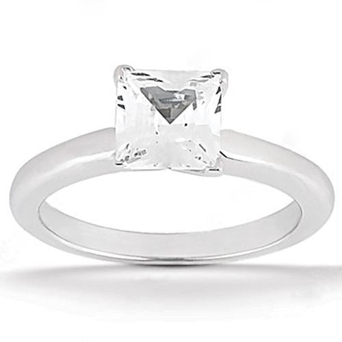 Genuine Diamond Engagement Ring 1 Ct Princess Cut White Gold Solitaire