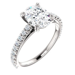 Genuine Diamond Engagement Ring 2.60 Carats Claw Prong Setting White Gold