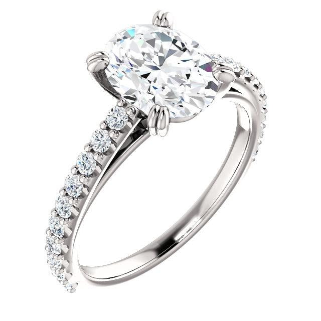 Genuine Diamond Engagement Ring 2.60 Carats Claw Prong Setting White Gold