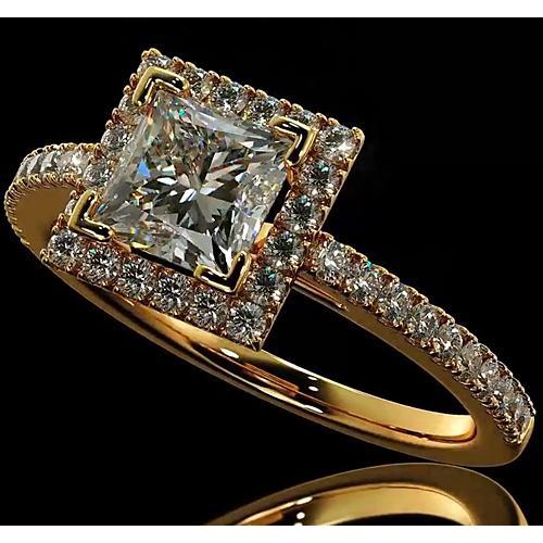 Genuine Diamond Engagement Ring 3.50 Carats Halo Princess Cut 14K
