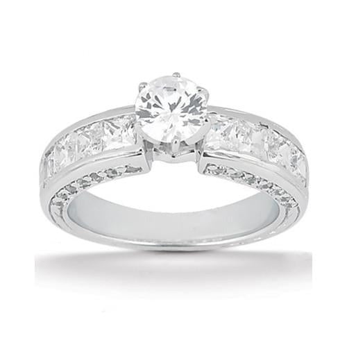Genuine Diamond Engagement Ring 4.76 Carat Princess and Round Cut WG 14K - Engagement Ring Set-harrychadent.ca
