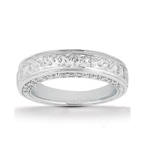 Genuine Diamond Engagement Ring 4.76 Carat Princess and Round Cut WG 14K - Engagement Ring Set-harrychadent.ca