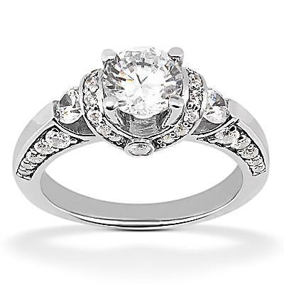 Genuine Diamond Engagement Ring Accented White Gold 1.70 Ct.