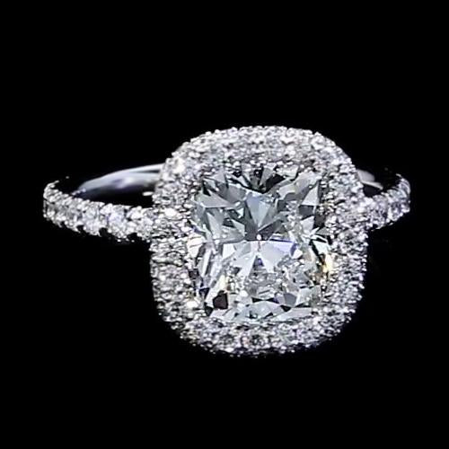 Genuine Diamond Engagement Ring Halo 3 Carats Women White Gold 14K Jewelry