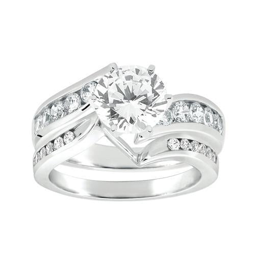 Genuine Diamond Engagement Ring Set 1.75 Carats