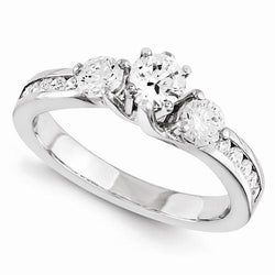 Genuine Diamond Engagement Three Stone Fancy Ring 1.95 Carats 14K White Gold