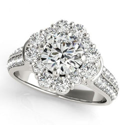 Genuine Diamond Flower Style Halo Engagement Ring 3 Carats Ladies Jewelry New