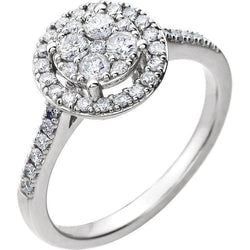 Genuine Diamond Halo Cathedral Setting Engagement Ring Ladies Jewelry