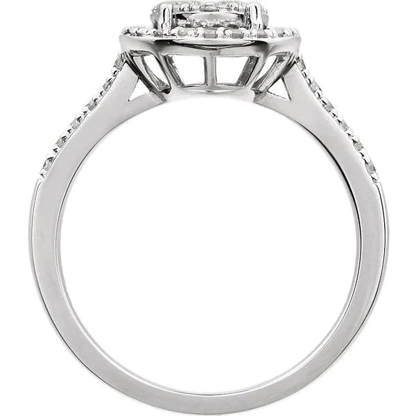 Genuine Diamond Halo Cathedral Setting Engagement Ring Ladies Jewelry