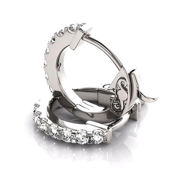 Genuine Diamond Hoop Earrings 2 Carats F Vs1 White Gold 14K