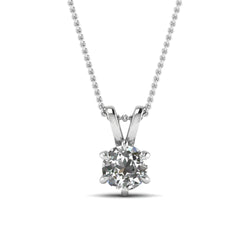 Genuine Diamond Necklace Pendant 1.50 Carats White Gold 14K Claw Prong Set New