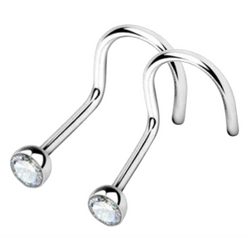 Genuine Natural Earth Mined Diamond Nose Pin Set Cork Screw Style
