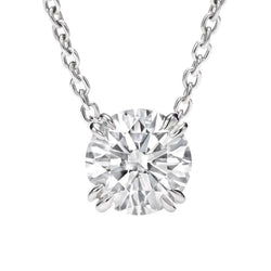 Genuine Natural Earth Mined Diamond Pendant Necklace Double Claw Prong Setting 2.0 Carat WG 14K