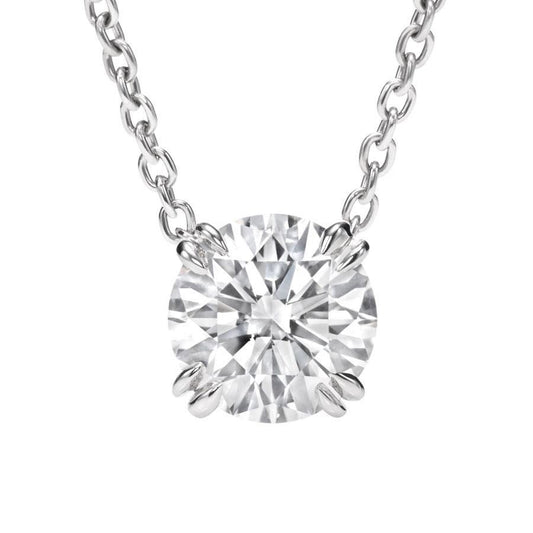 Genuine Diamond Pendant Necklace Double Claw Prong Setting 2.0 Carat WG 14K - Pendant-harrychadent.ca