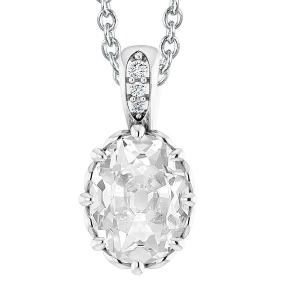 Genuine Diamond Pendant Necklace With Bail Round & Oval Old Miner 5.50 Carats