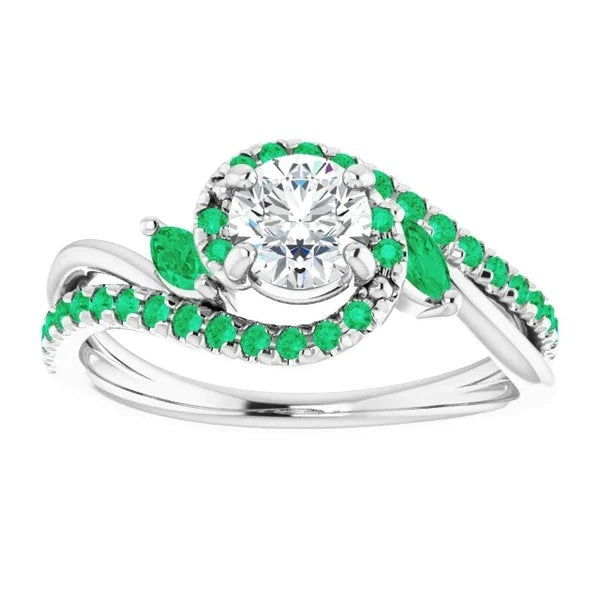 Genuine Diamond Ring 1.65 Carats Emeralds Jewelry New