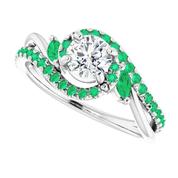 Genuine Diamond Ring 1.65 Carats Emeralds Jewelry New