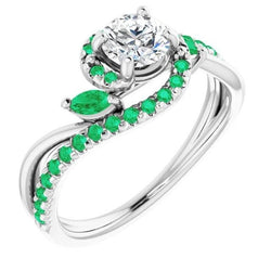 Genuine Diamond Ring 1.65 Carats Emeralds Jewelry New