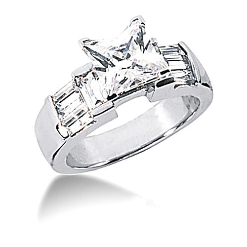 Genuine Diamond Ring White Gold Band Engagement Set 6 Carats