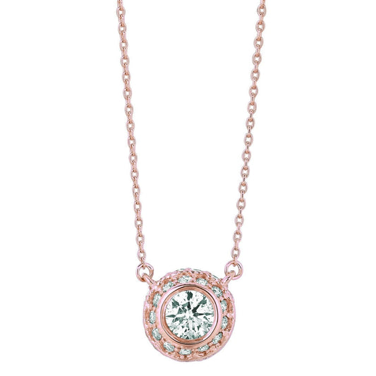 Genuine Diamond Rose Gold Necklace Pendant 1 Carat