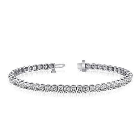 Genuine Diamond Round Cut Bracelet White Gold 14K 5 Carats