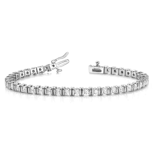 Genuine Diamond Round Cut Tennis Bracelet 4 Carats White Gold 14K