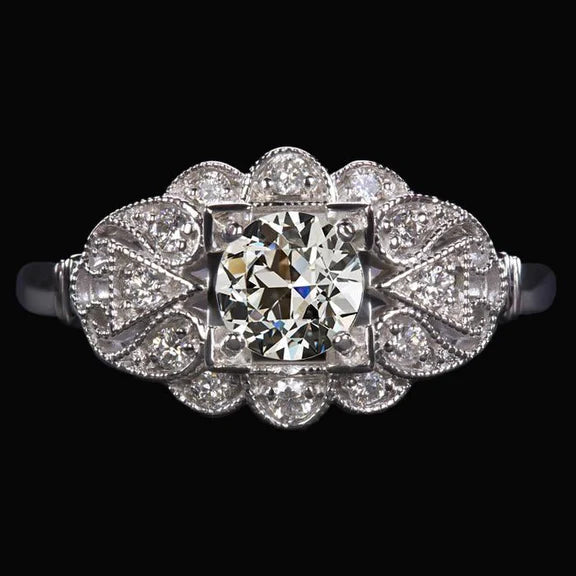 Genuine Diamond Round Old Cut Wedding Ring Antique Style 6.25 Carats Milgrain