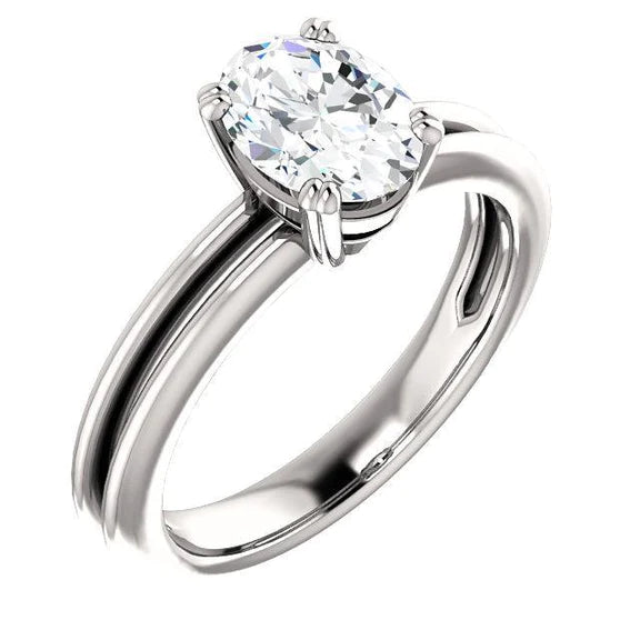 Genuine Diamond Solitaire Engagement Ring 2 Carats Split Shank Women Jewelry