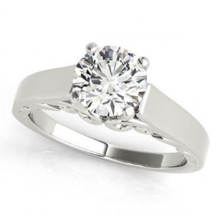 Genuine Diamond Solitaire Engagement Ring 2 Carats White Gold 14K
