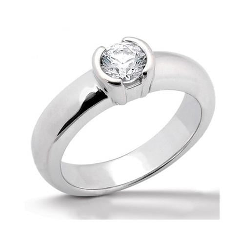 Genuine Diamond Solitaire Ring 1.01 Ct. White Gold 14K