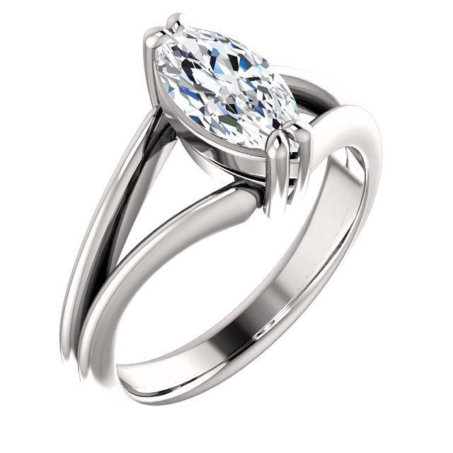 Genuine Diamond Solitaire Ring 1.50 Carats Double Claw Prong Set Split Shank - Solitaire Ring-harrychadent.ca