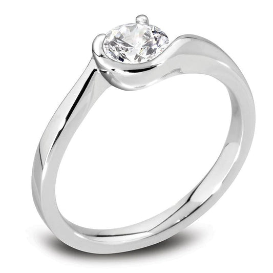 Genuine Diamond Solitaire Ring Brilliant Cut 1.25 Ct Sparkling Gold White