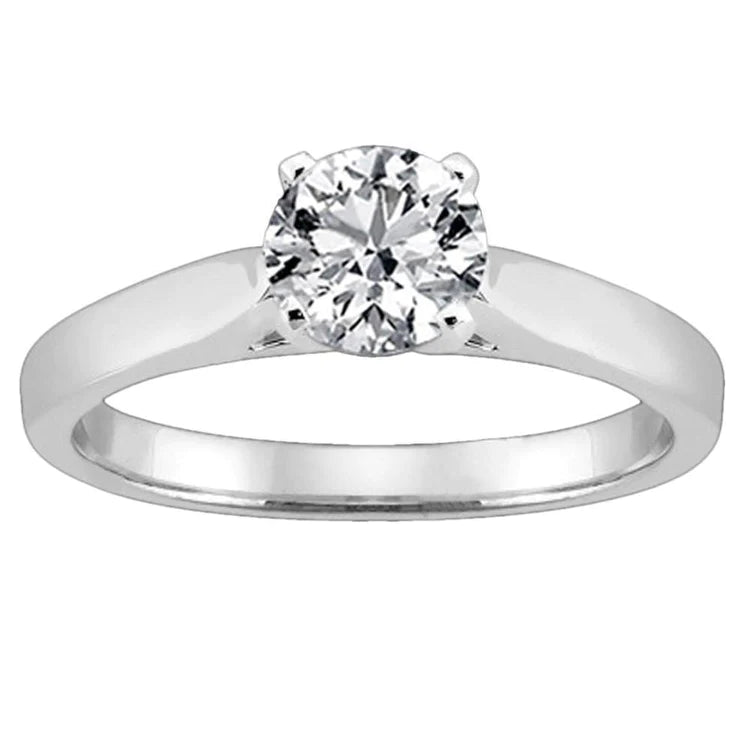 Genuine Diamond Solitaire Ring Cathedral Setting 1.50 Carats White Gold 14K
