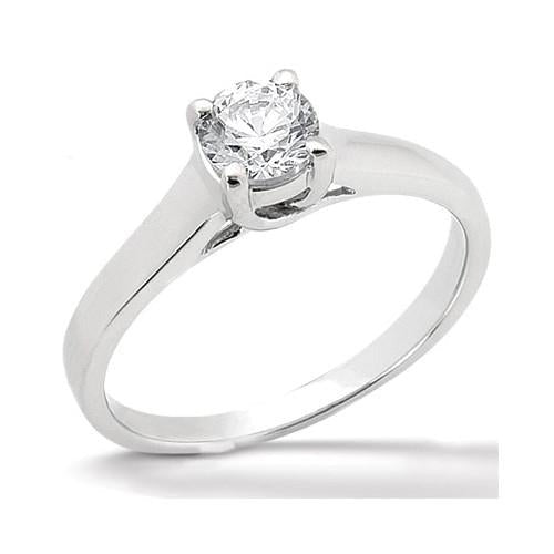 Genuine Diamond Solitaire Ring Prong Style 1 Ct. White Gold 14K - Solitaire Ring-harrychadent.ca