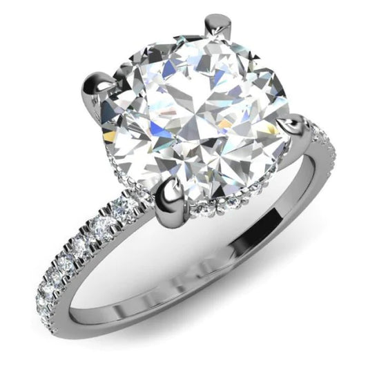 Genuine Diamond Solitaire Ring With Accents 2.85 Carats