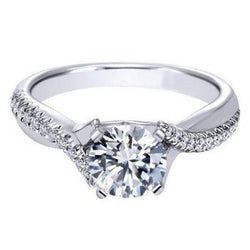 Genuine Diamond Solitaire Ring With Accents Solid White Gold 14K 1.05 Carats