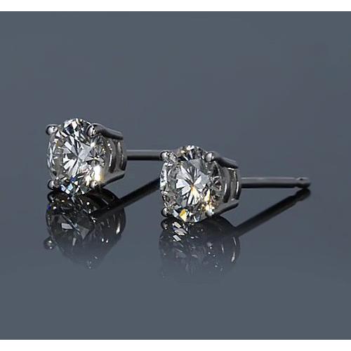 Genuine Diamond Stud Earring 1.50 Carats Prong Round White Gold 14K