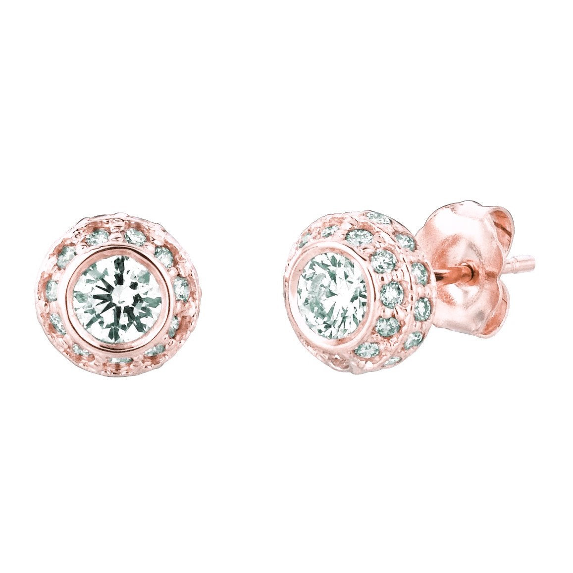 Genuine Diamond Stud Earring 1.90 Carats 14K Pink