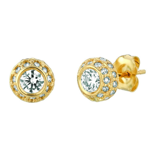 Genuine Diamond Stud Earring 1.90 Carats 14K Yellow