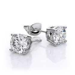 Genuine Diamond Stud Earring 2 Carats White Gold Fine Jewelry