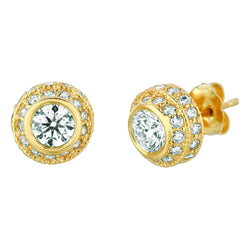 Genuine Diamond Stud Earring 3 Carats 14K Yellow Gold