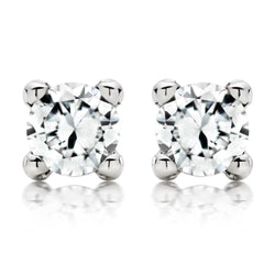 Genuine Diamond Stud Earring 3 Carats Four Prong Set White Gold Jewelry