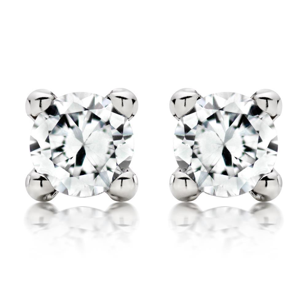 Genuine Diamond Stud Earring 3 Carats Four Prong Set White Gold Jewelry