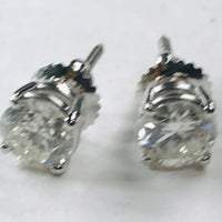 Genuine Diamond Stud Earrings 1.80 Carats White Gold 14K